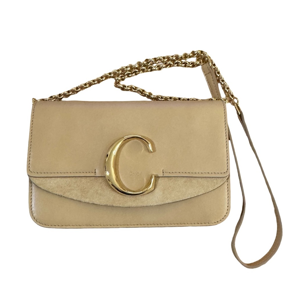 Chloé C Tan Leather Crossbody Chain Bag